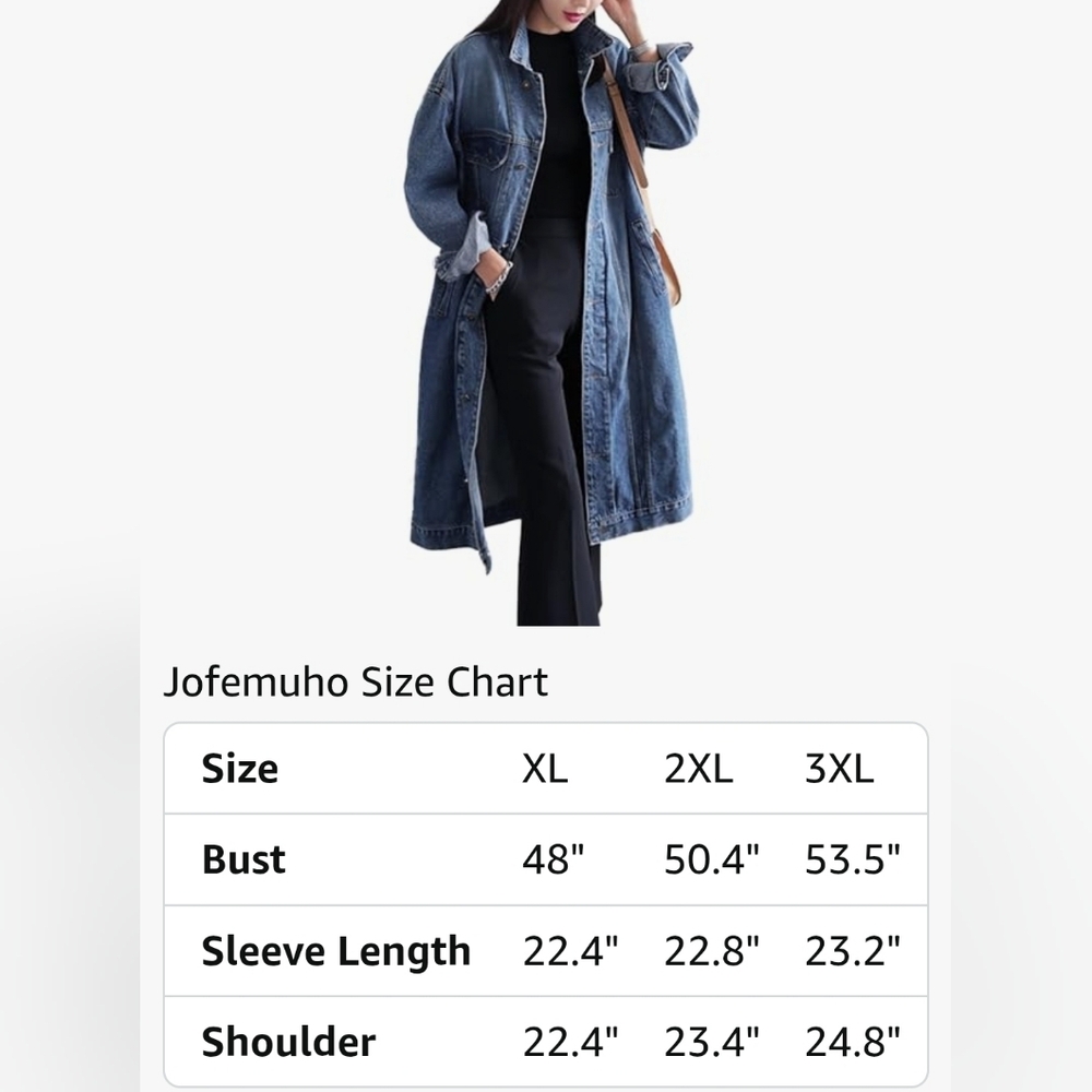 NWT LONG DENIM TRENCH COAT FALL WINTER FASHION - Picture 5 of 8